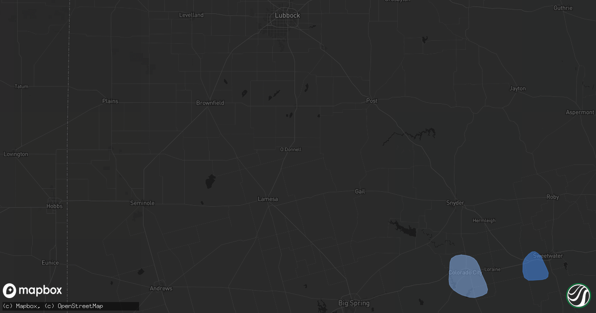 Hail map in Odonnell, TX on July 5, 2026