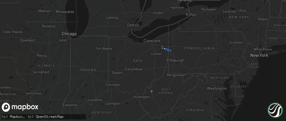 Hail map in Ohio on July 5, 2026