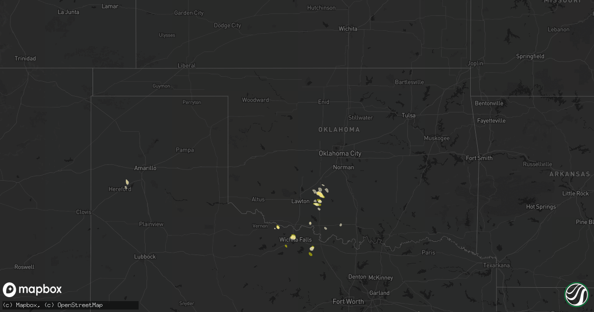Hail map in Oklahoma on July 5, 2026