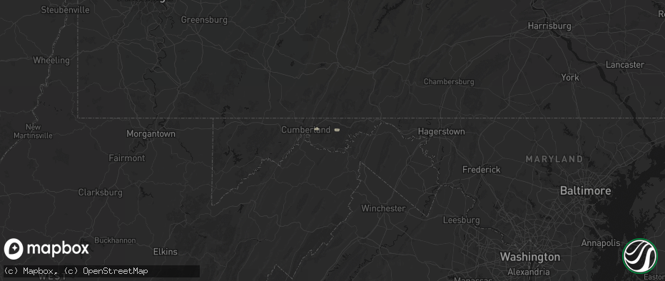 Hail map in Oldtown, MD on July 5, 2026