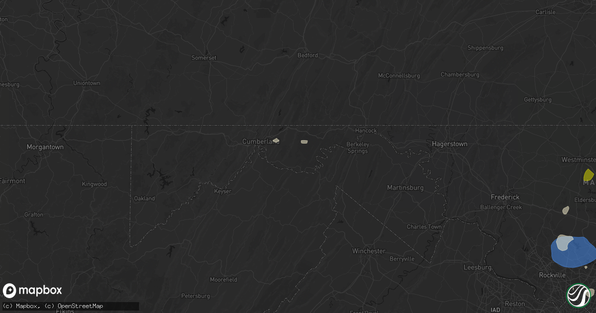 Hail map in Oldtown, MD on July 5, 2026