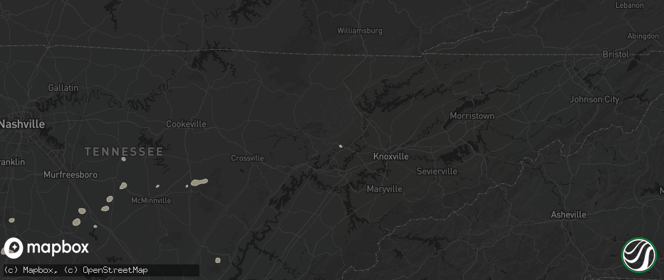 Hail map in Oliver Springs, TN on July 5, 2026