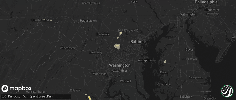 Hail map in Olney, MD on July 5, 2026