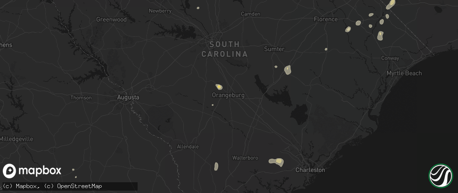 Hail map in Orangeburg, SC on July 5, 2026