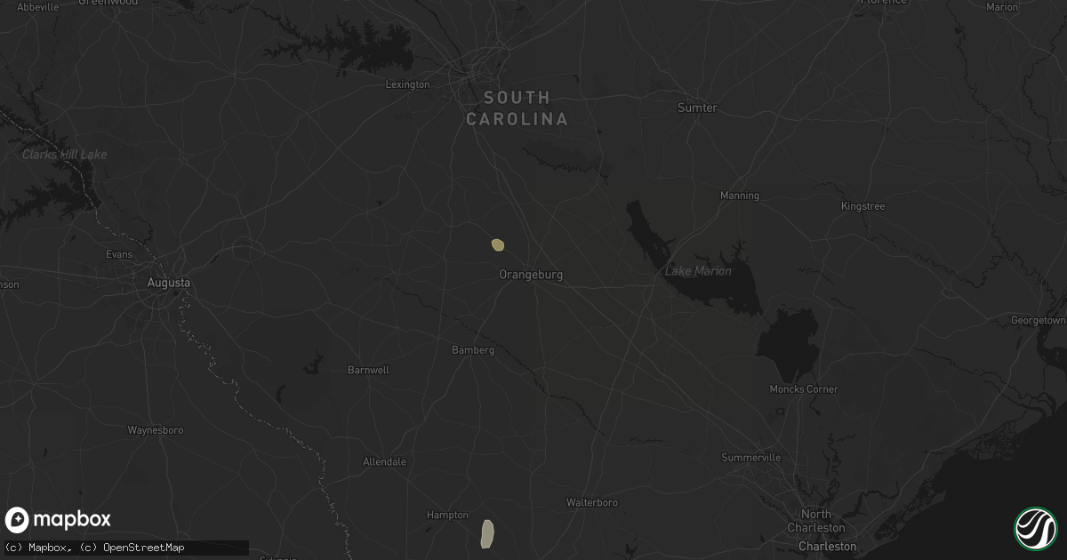 Hail map in Orangeburg, SC on July 5, 2026
