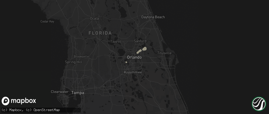 Hail map in Orlando, FL on July 5, 2026