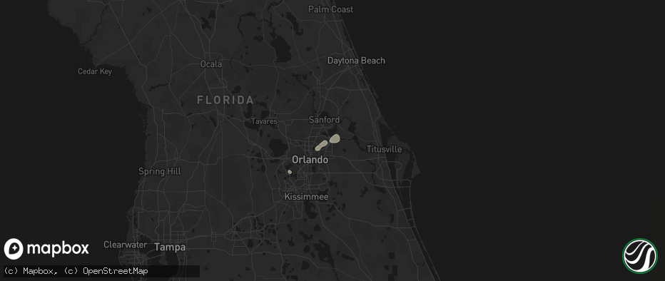Hail map in Oviedo, FL on July 5, 2026