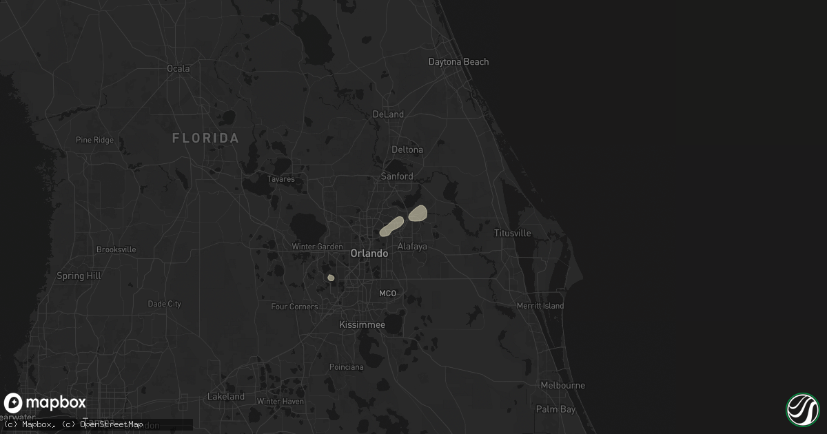 Hail map in Oviedo, FL on July 5, 2026