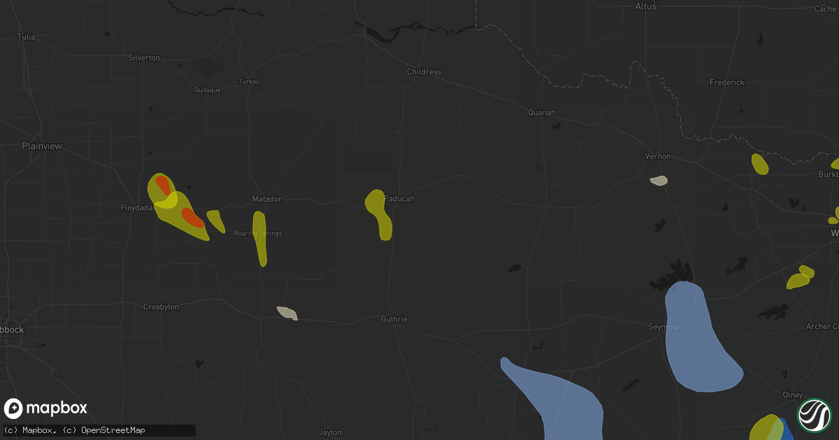 Hail map in Paducah, TX on July 5, 2026
