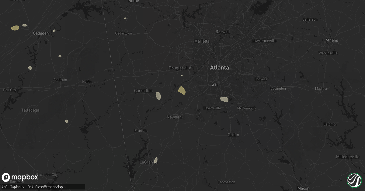 Hail map in Palmetto, GA on July 5, 2026