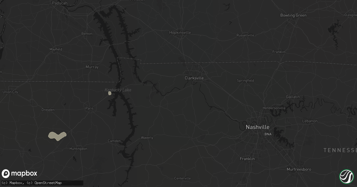 Hail map in Palmyra, TN on July 5, 2026