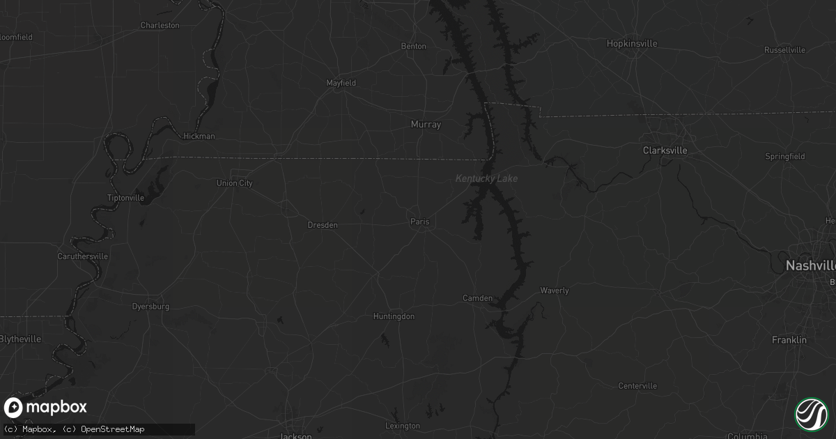 Hail map in Paris, TN on July 5, 2026