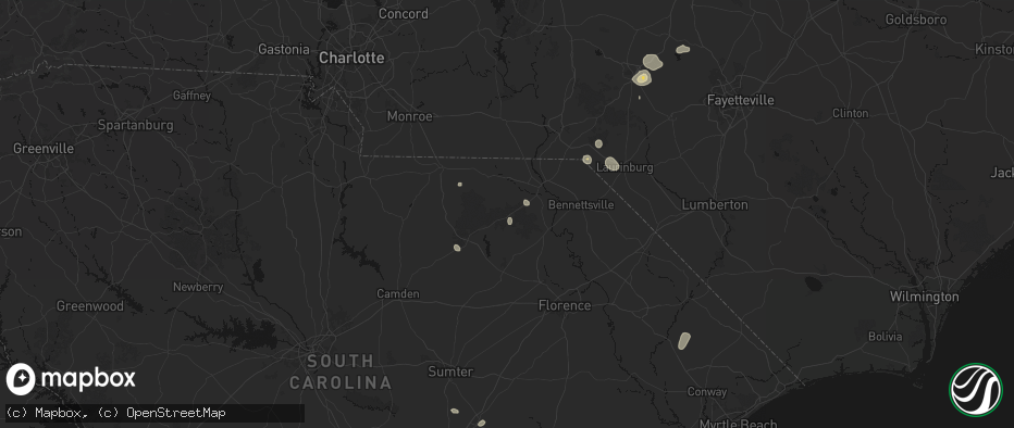 Hail map in Patrick, SC on July 5, 2026