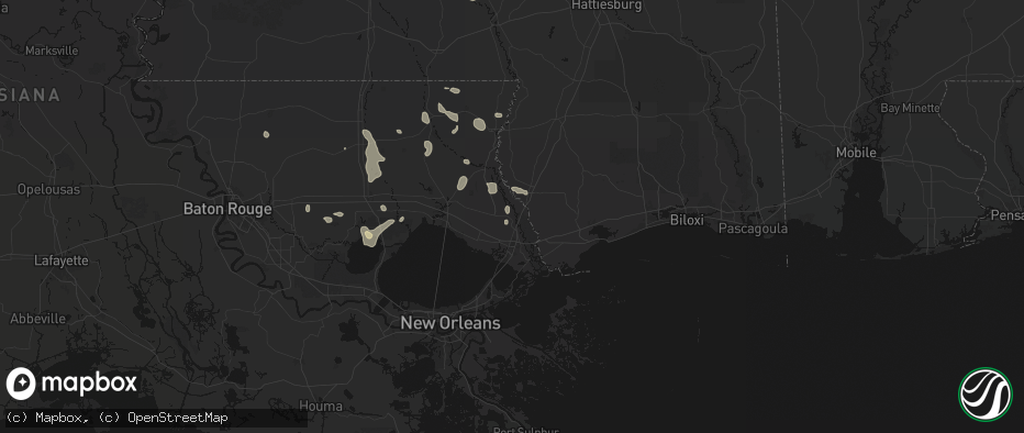 Hail map in Pearl River, LA on July 5, 2026