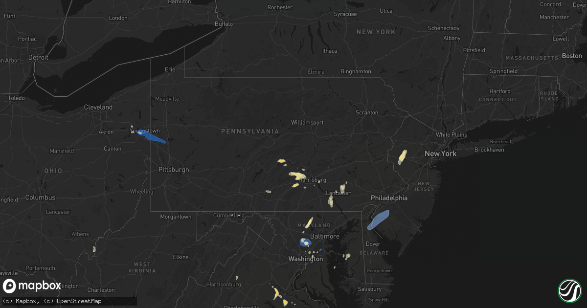 Hail map in Pennsylvania on July 5, 2026