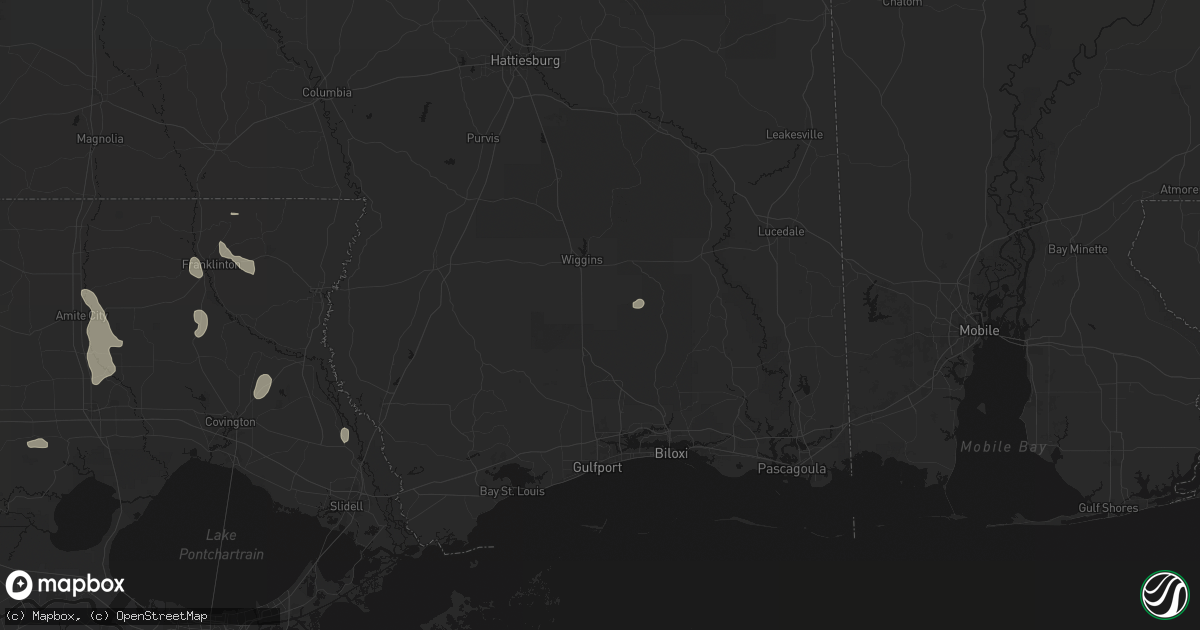 Hail map in Perkinston, MS on July 5, 2026