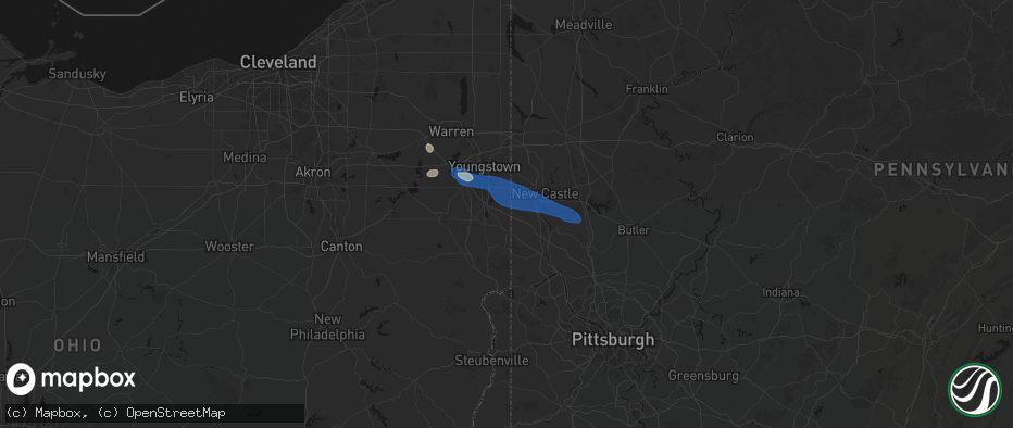 Hail map in Petersburg, OH on July 5, 2026