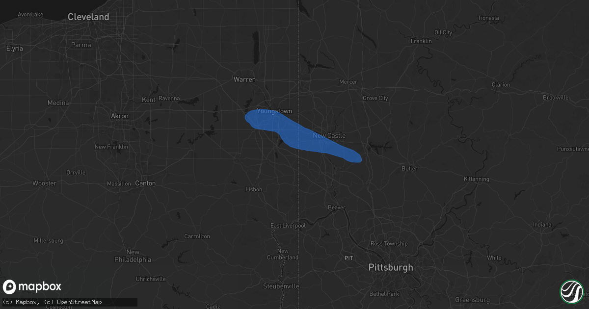 Hail map in Petersburg, OH on July 5, 2026