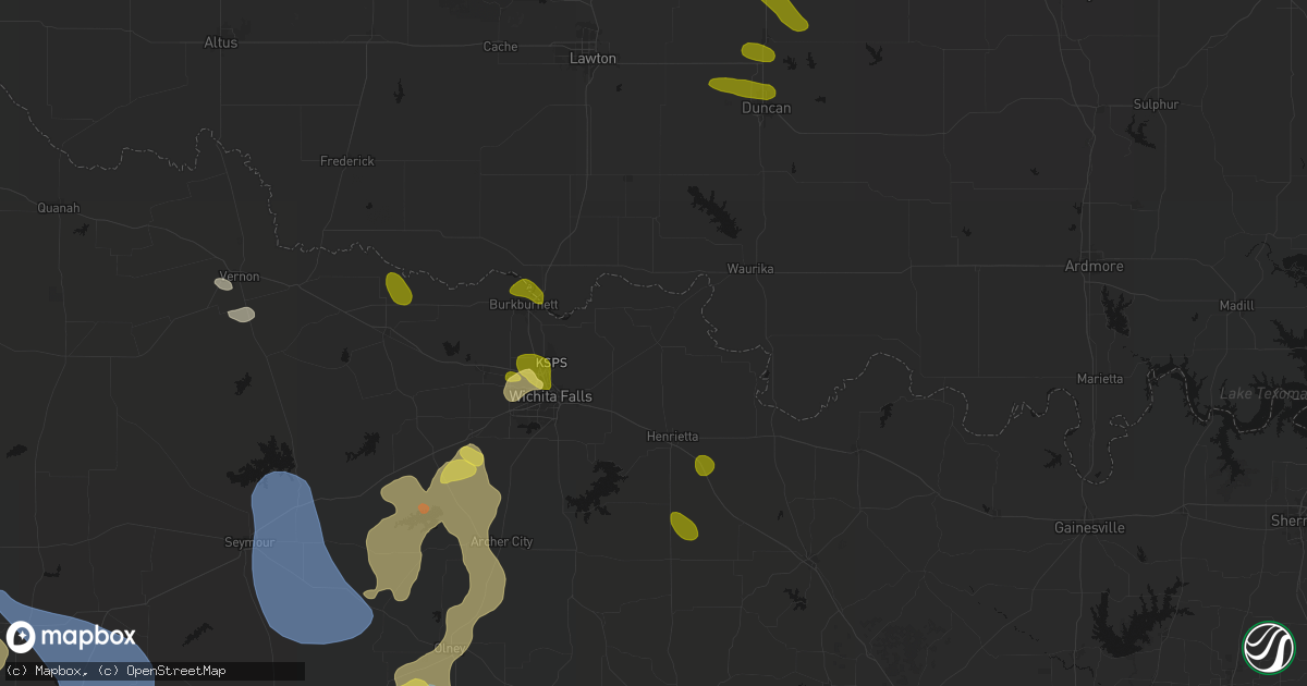 Hail map in Petrolia, TX on July 5, 2026
