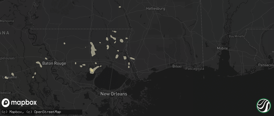 Hail map in Picayune, MS on July 5, 2026