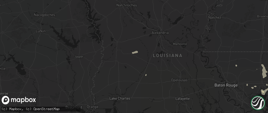 Hail map in Pitkin, LA on July 5, 2026