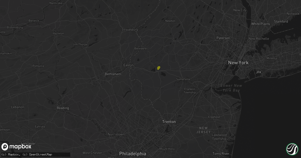 Hail map in Pittstown, NJ on July 5, 2026