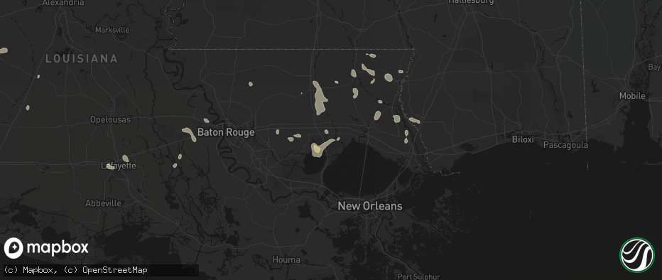 Hail map in Ponchatoula, LA on July 5, 2026