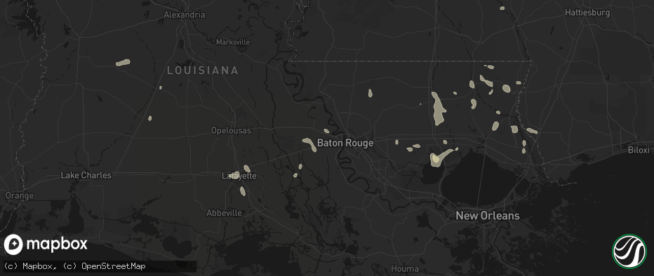 Hail map in Port Allen, LA on July 5, 2026