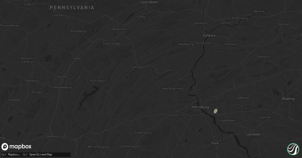 Hail map in Port Royal, PA on July 5, 2026