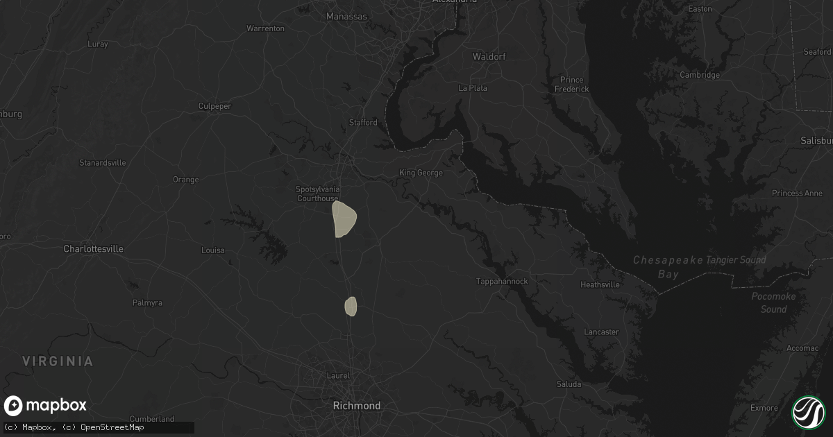 Hail map in Port Royal, VA on July 5, 2026