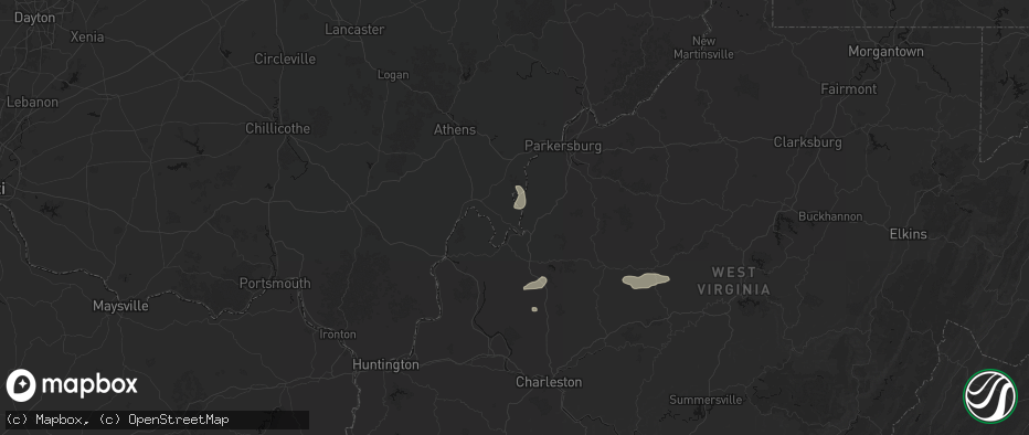 Hail map in Portland, OH on July 5, 2026