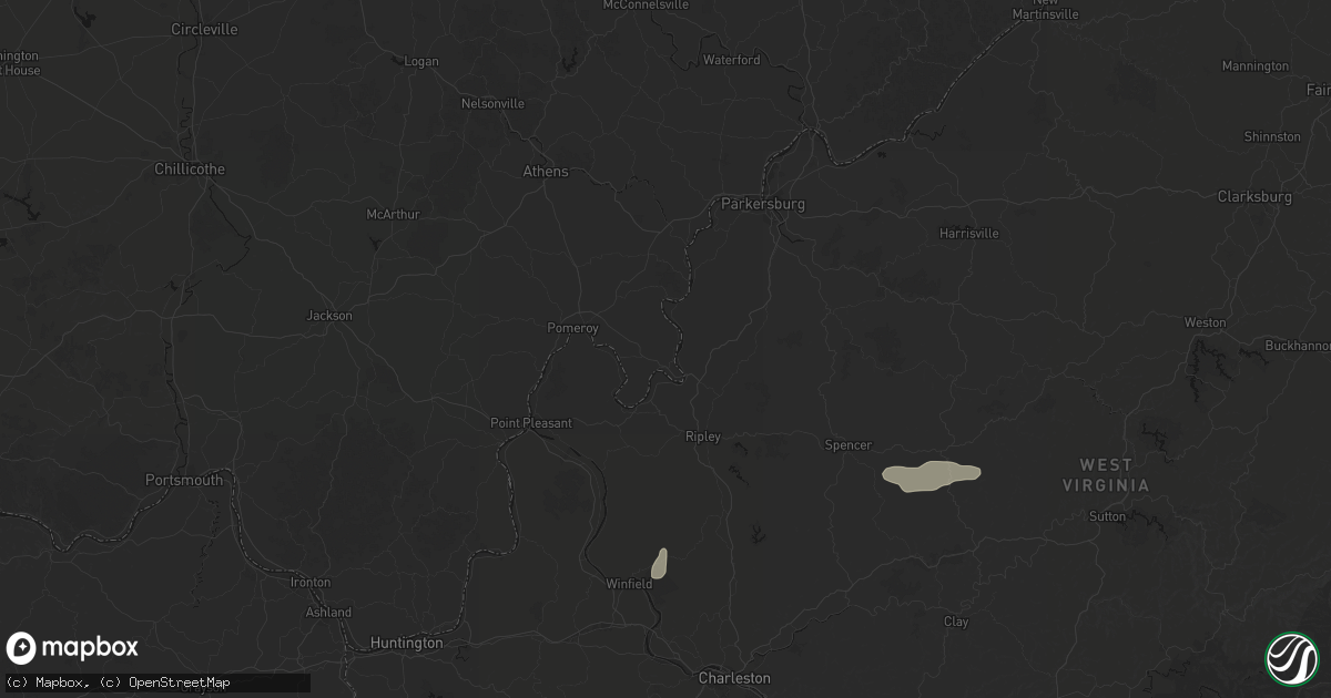Hail map in Portland, OH on July 5, 2026