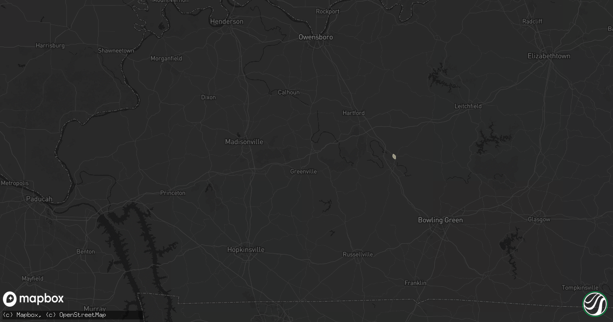 Hail map in Powderly, KY on July 5, 2026