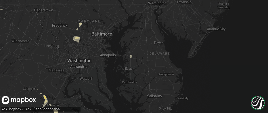 Hail map in Queen Anne, MD on July 5, 2026