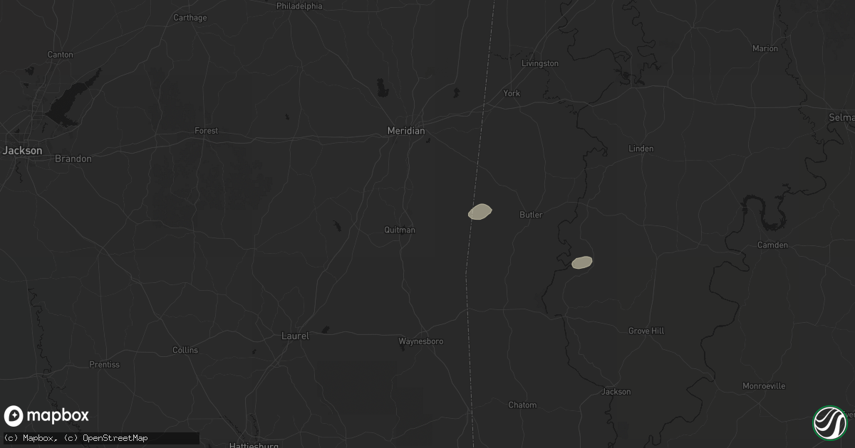 Hail map in Quitman, MS on July 5, 2026