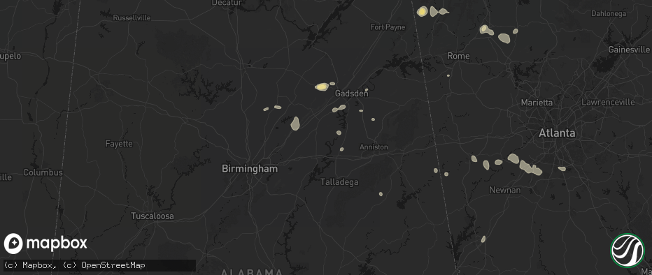 Hail map in Ragland, AL on July 5, 2026