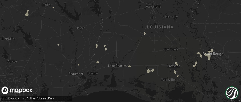 Hail map in Ragley, LA on July 5, 2026
