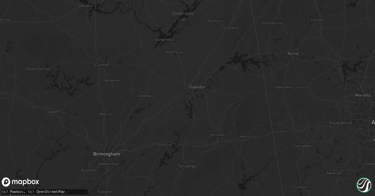 Hail map in Rainbow City, AL on July 5, 2026