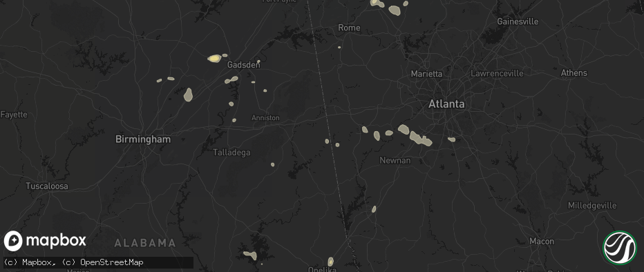 Hail map in Ranburne, AL on July 5, 2026