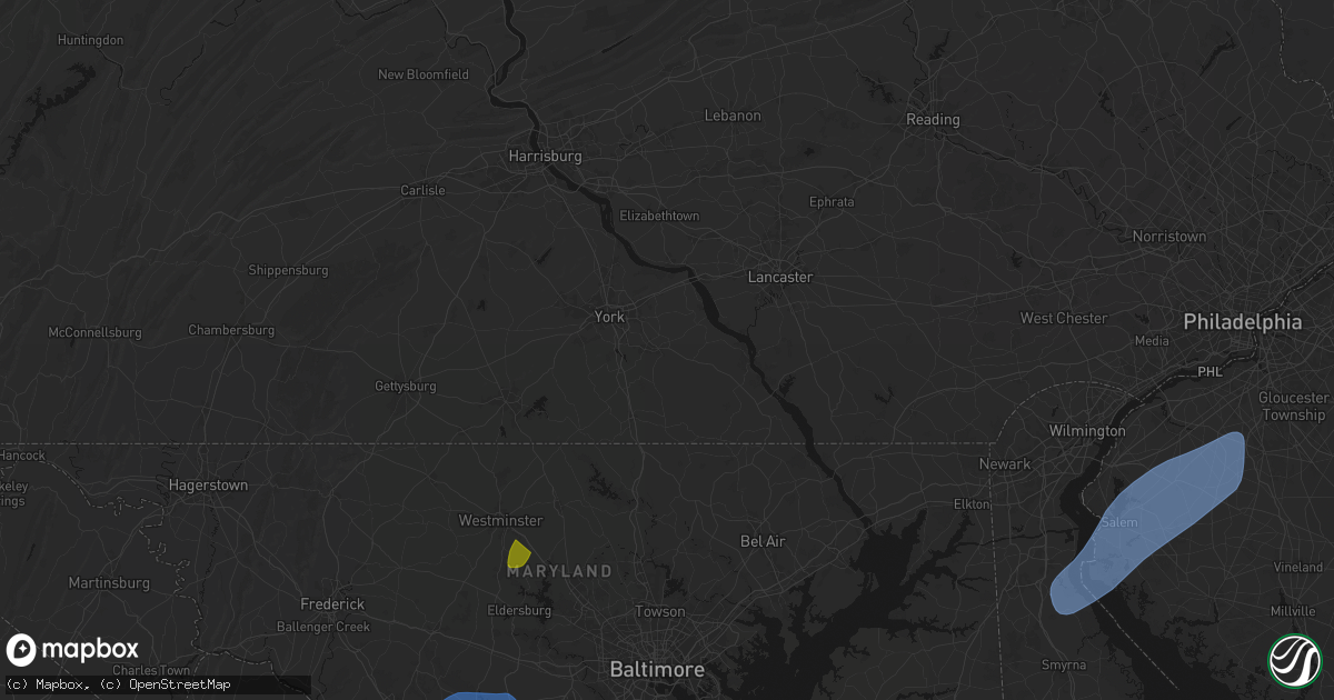 Hail map in Red Lion, PA on July 5, 2026