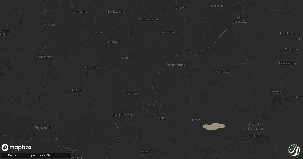Hail map in Reedsville, OH on July 5, 2026
