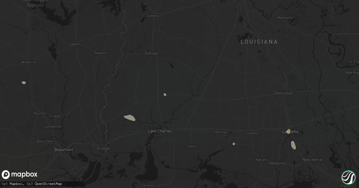 Hail map in Reeves, LA on July 5, 2026