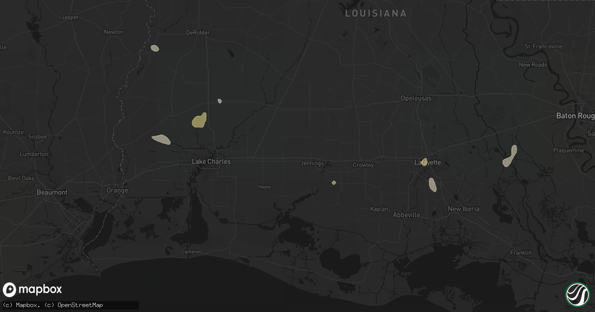 Hail map in Roanoke, LA on July 5, 2026