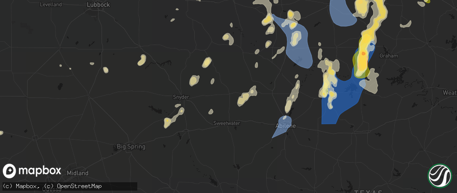 Hail map in Roby, TX on July 5, 2026