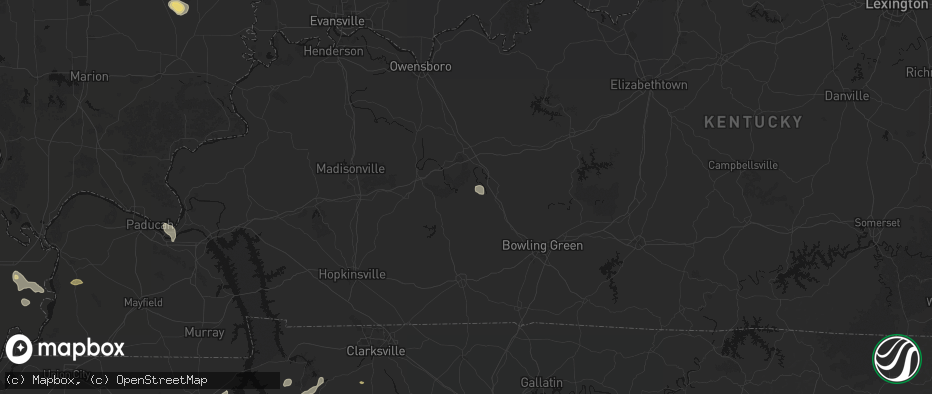 Hail map in Rochester, KY on July 5, 2026