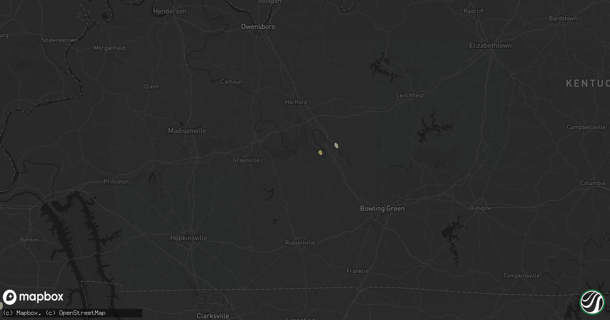 Hail map in Rochester, KY on July 5, 2026