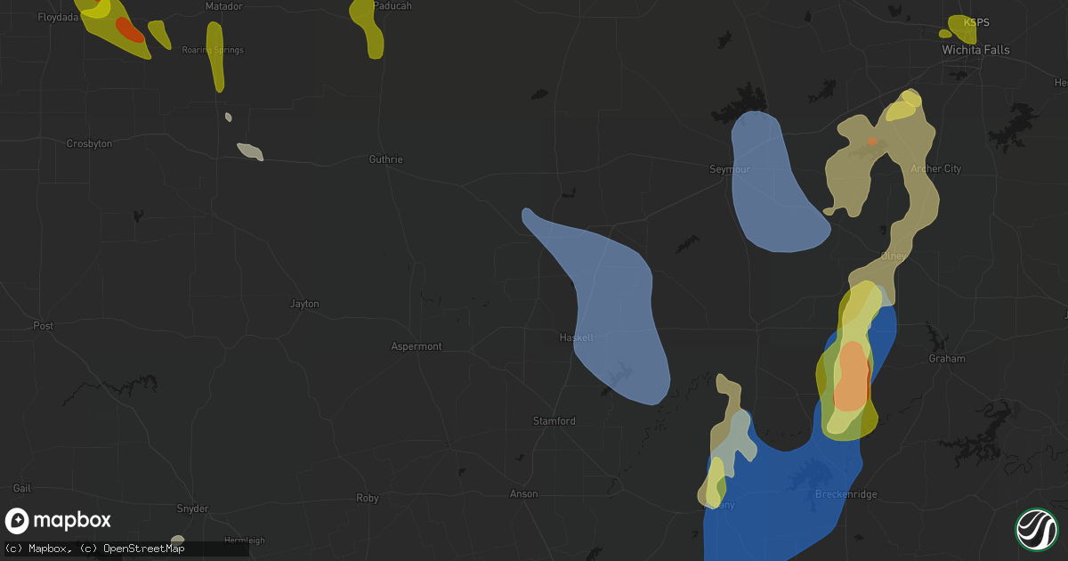 Hail map in Rochester, TX on July 5, 2026