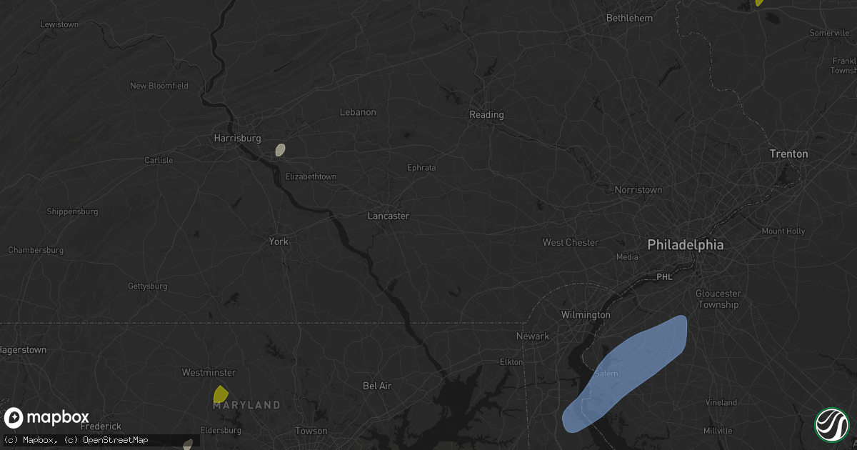 Hail map in Ronks, PA on July 5, 2026