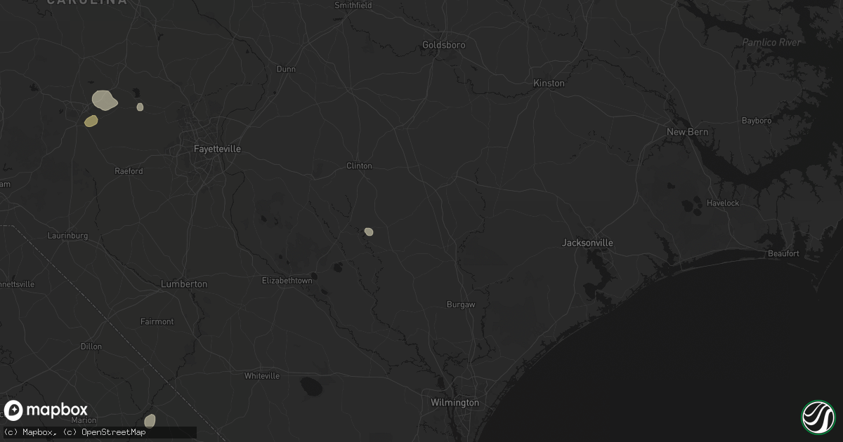 Hail map in Rose Hill, NC on July 5, 2026