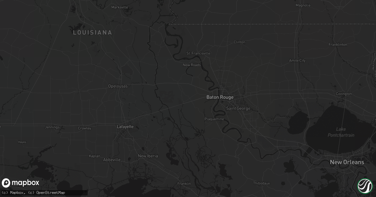 Hail map in Rosedale, LA on July 5, 2026